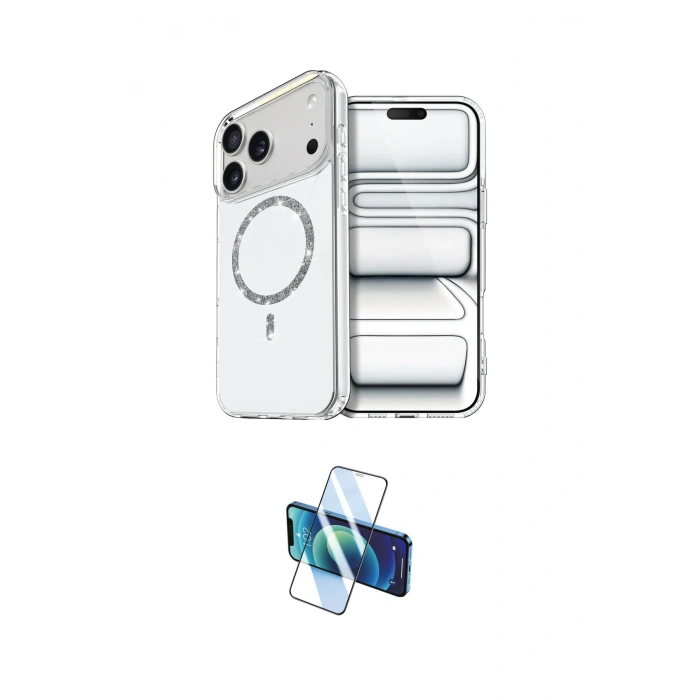 MARSİLYAN™- iPhone 17 Pro Max Kılıf Kıvılcım Form Prime - Siyah 3D Antistatik Cam Ekran Koruyucu