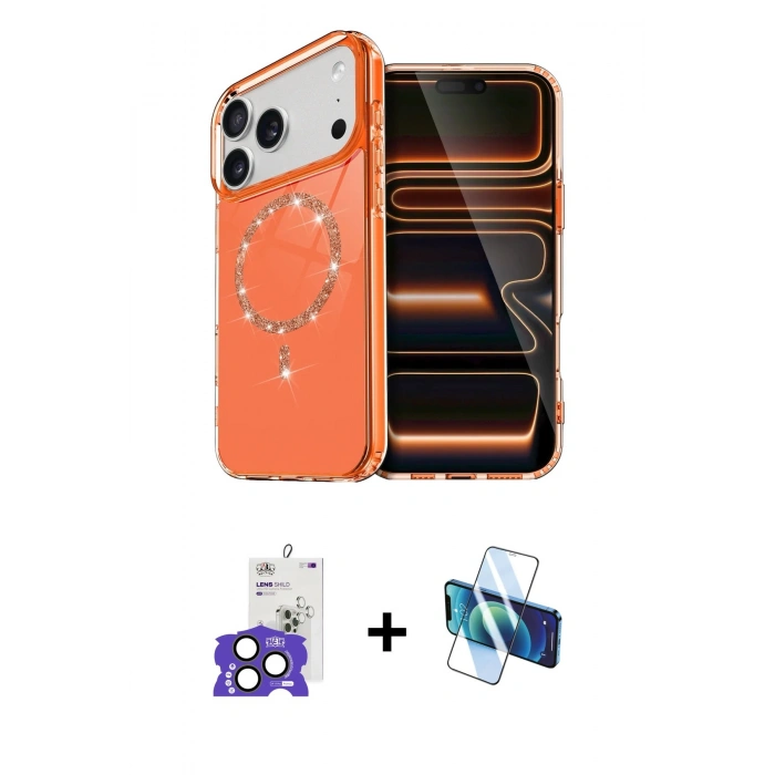 MARSİLYAN™- iPhone 17 Pro Max Kılıf Kıvılcım Form Prime - Siyah 3D Antistatik Cam Ekran Koruyucu + Bilvis Titan Kamera Lens - NLGY