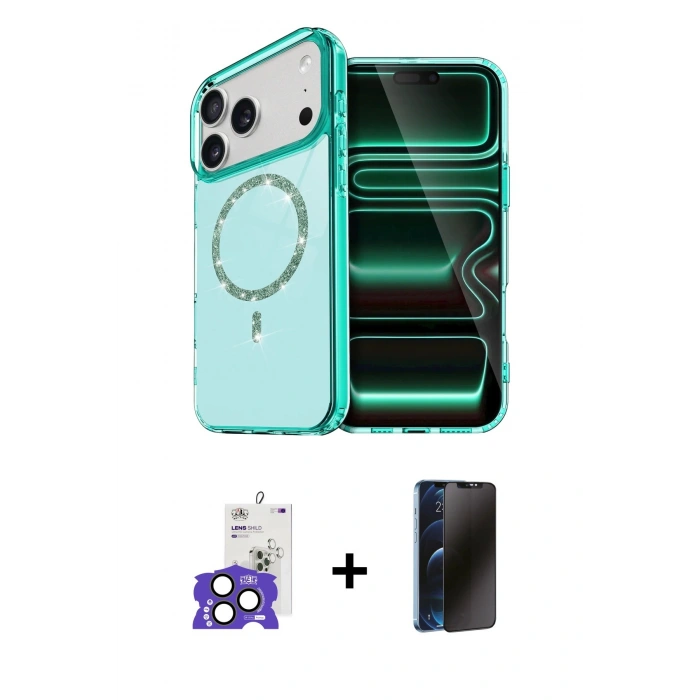 MARSİLYAN™- iPhone 17 Pro Max Kılıf Kıvılcım Form Prime - Siyah 3D Antistatik Hayalet Cam Ekran Koruyucu + Bilvis Titan Kamera Lens - NLGY