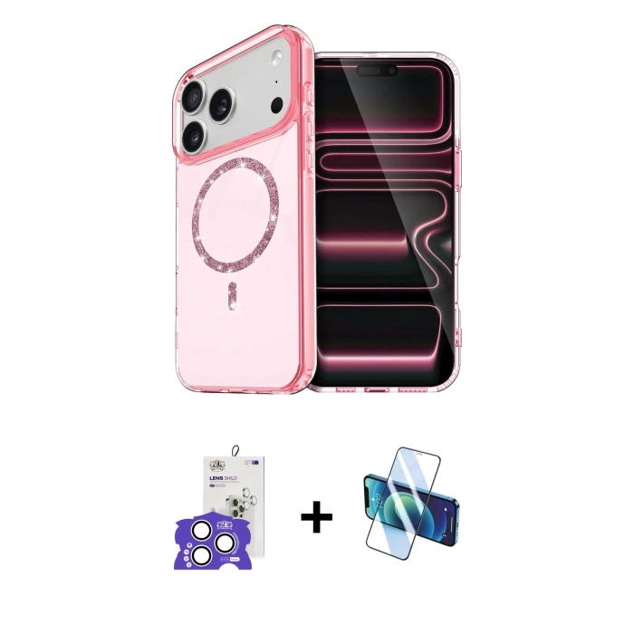 MARSİLYAN™- iPhone 17 Pro Max Kılıf Kıvılcım Form Prime - Siyah 3D Antistatik Seramik Nano Ekran Koruyucu + Bilvis Titan Kamera Lens - GS
