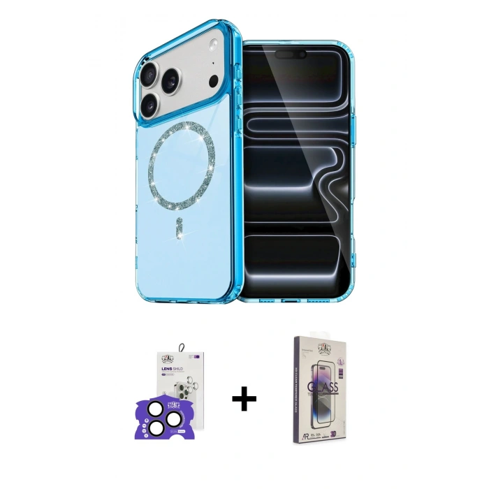 MARSİLYAN™- iPhone 17 Pro Max Kılıf Kıvılcım Form Prime - Siyah Bilvis 3D Cam Ekran Koruyucu + Bilvis Titan Kamera Lens - NLGY