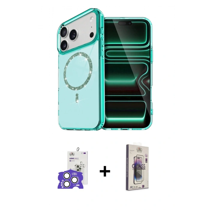 MARSİLYAN™- iPhone 17 Pro Max Kılıf Kıvılcım Form Prime - Siyah Bilvis 3D Cam Ekran Koruyucu + Bilvis Titan Kamera Lens - GS