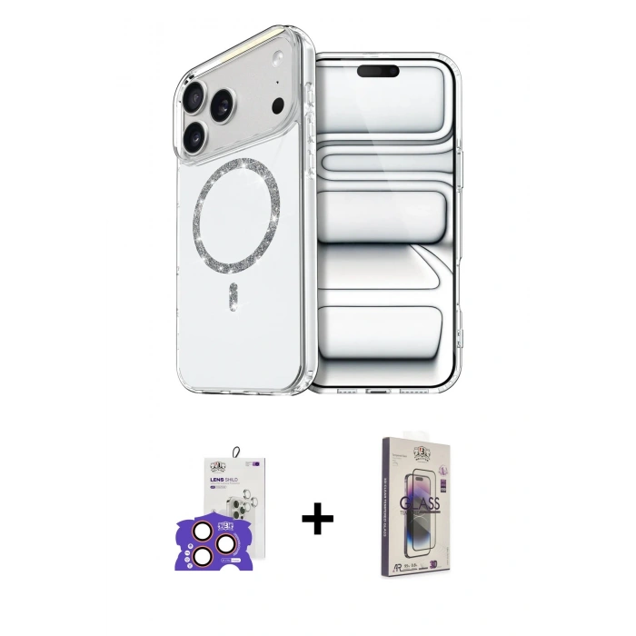 MARSİLYAN™- iPhone 17 Pro Max Kılıf Kıvılcım Form Prime - Siyah Bilvis 3D Cam Ekran Koruyucu + Bilvis Titan Kamera Lens - TU