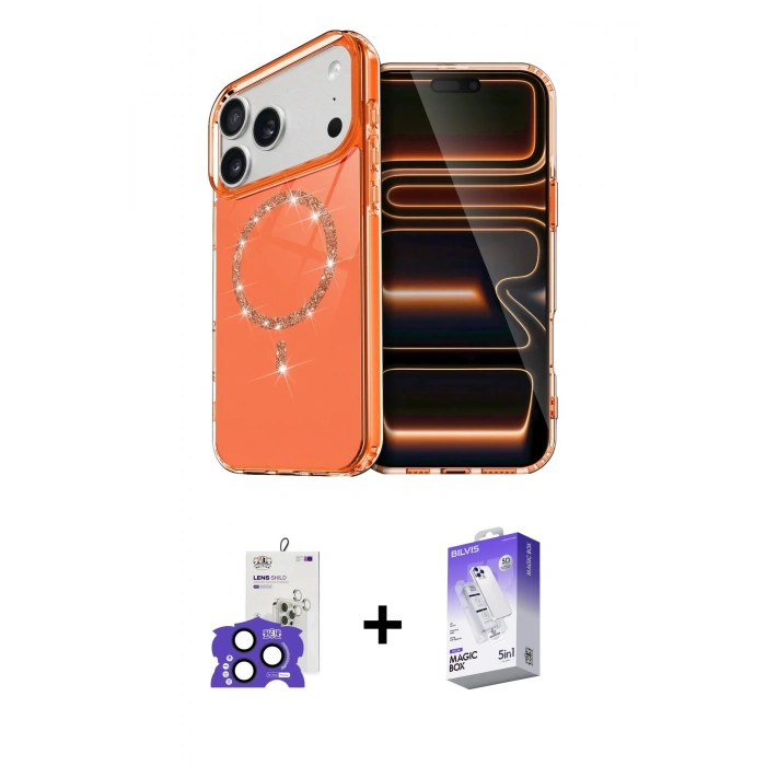 MARSİLYAN™- iPhone 17 Pro Max Kılıf Kıvılcım Form Prime - Siyah Bilvis 5in1 3D Magic Cam Ekran Koruyucu + Bilvis Titan Kamera Lens - LT