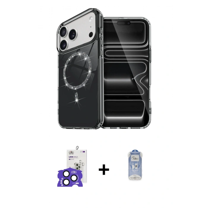 MARSİLYAN™- iPhone 17 Pro Max Kılıf Kıvılcım Form Prime - Siyah Joko Magic 5D Cam + Bilvis Titan Kamera Lens - LT