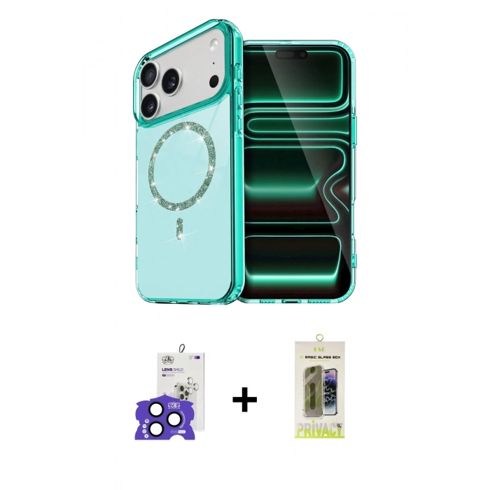 MARSİLYAN™- iPhone 17 Pro Max Kılıf Kıvılcım Form Prime - Siyah Joko Magic 5D Hayalet Cam + Lacivert Bilvis Titan Kamera Lens