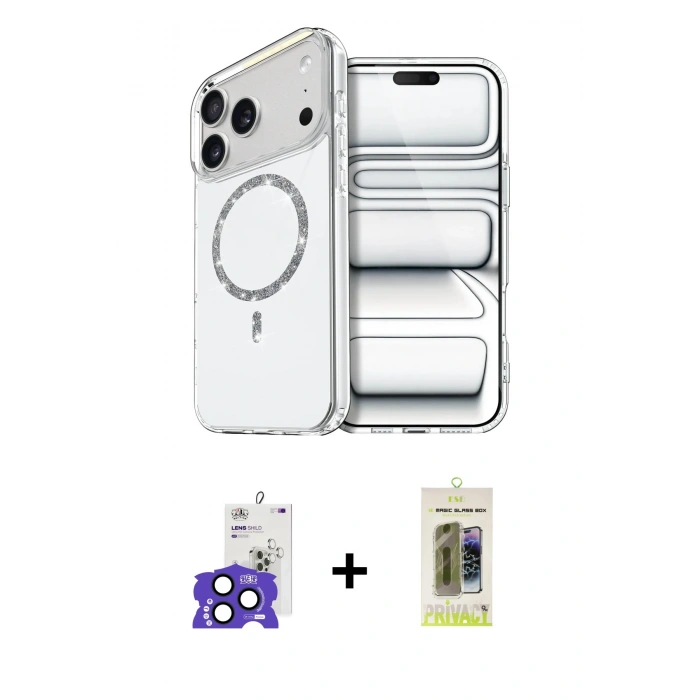 MARSİLYAN™- iPhone 17 Pro Max Kılıf Kıvılcım Form Prime - Siyah Joko Magic 5D Hayalet Cam + Lacivert Bilvis Titan Kamera Lens