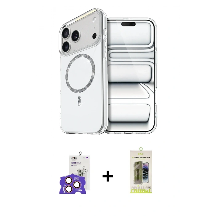 MARSİLYAN™- iPhone 17 Pro Max Kılıf Kıvılcım Form Prime - Siyah Joko Magic 5D Hayalet Cam + Bilvis Titan Kamera Lens - TU