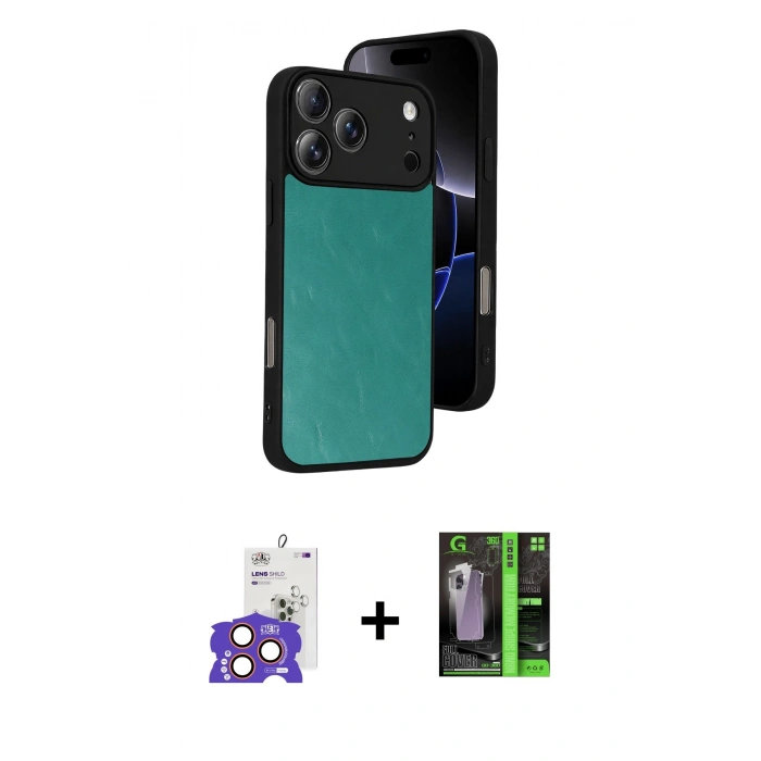 MARSİLYAN™- iPhone 17 Pro Max Kılıf Kıvılcım Işık Serisi - Siyah 360 Mat Full Body Arka Koruyucu + Bilvis Titan Kamera Lens - TU
