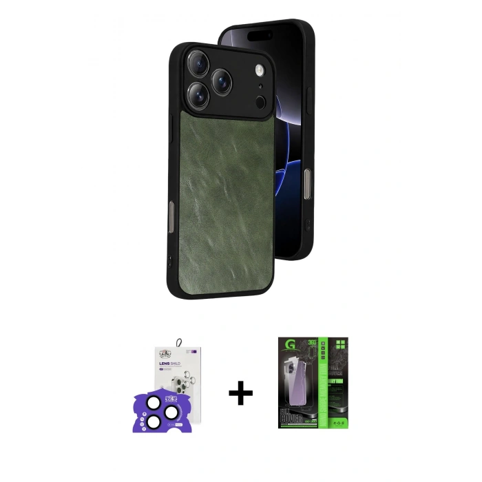 MARSİLYAN™- iPhone 17 Pro Max Kılıf Kıvılcım Işık Serisi - Siyah 360 Mat Full Body Arka Koruyucu + Bilvis Titan Kamera Lens - LT