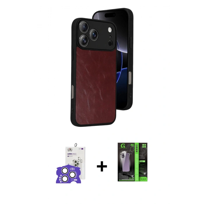 MARSİLYAN™- iPhone 17 Pro Max Kılıf Kıvılcım Işık Serisi - Siyah 360 Mat Full Body Arka Koruyucu + Bilvis Titan Kamera Lens - GS