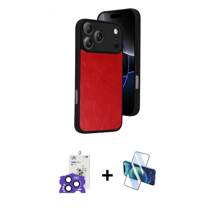 MARSİLYAN™- iPhone 17 Pro Max Kılıf Kıvılcım Işık Serisi - Siyah 3D Antistatik Cam Ekran Koruyucu + Bilvis Titan Kamera Lens - LT