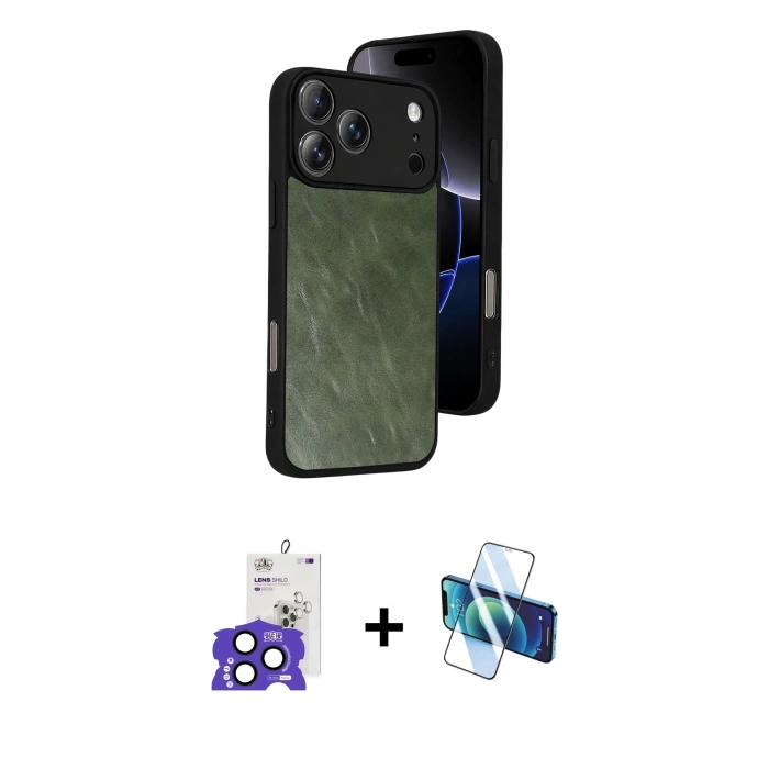 MARSİLYAN™- iPhone 17 Pro Max Kılıf Kıvılcım Işık Serisi - Siyah 3D Antistatik Cam Ekran Koruyucu + Bilvis Titan Kamera Lens - LT