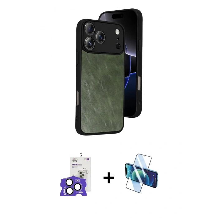 MARSİLYAN™- iPhone 17 Pro Max Kılıf Kıvılcım Işık Serisi - Siyah 3D Antistatik Cam Ekran Koruyucu + Bilvis Titan Kamera Lens - NLGY