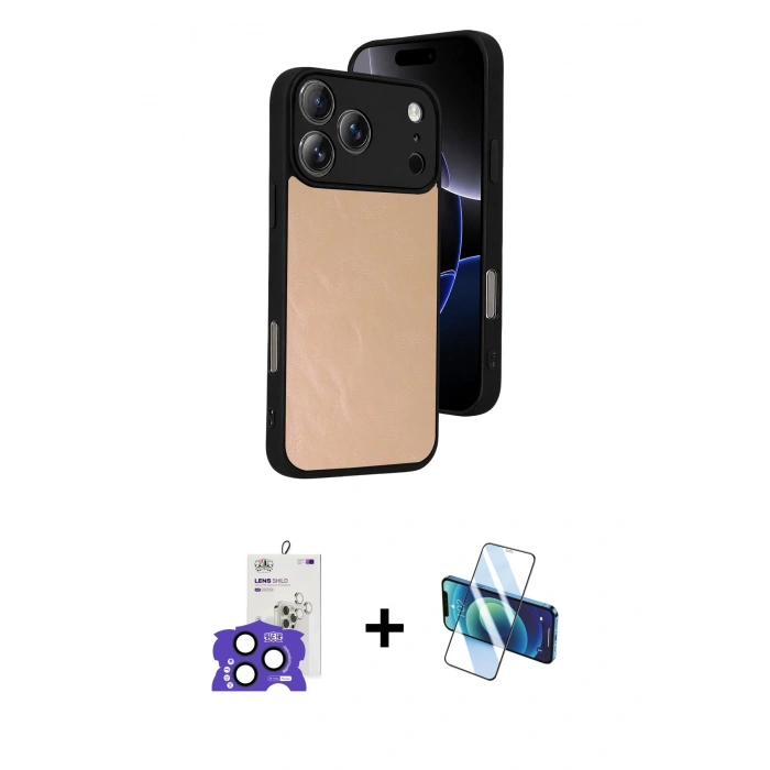 MARSİLYAN™- iPhone 17 Pro Max Kılıf Kıvılcım Işık Serisi - Siyah 3D Antistatik Cam Ekran Koruyucu + Bilvis Titan Kamera Lens - LT