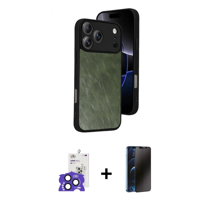 MARSİLYAN™- iPhone 17 Pro Max Kılıf Kıvılcım Işık Serisi - Siyah 3D Antistatik Hayalet Cam Ekran Koruyucu + Bilvis Titan Kamera Lens - LT