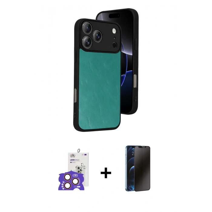 MARSİLYAN™- iPhone 17 Pro Max Kılıf Kıvılcım Işık Serisi - Siyah 3D Antistatik Hayalet Cam Ekran Koruyucu + Bilvis Titan Kamera Lens - TU