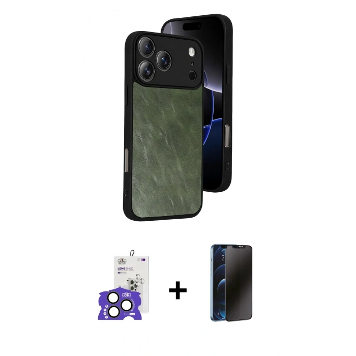 MARSİLYAN™- iPhone 17 Pro Max Kılıf Kıvılcım Işık Serisi - Siyah 3D Antistatik Hayalet Cam Ekran Koruyucu + Bilvis Titan Kamera Lens - NLGY