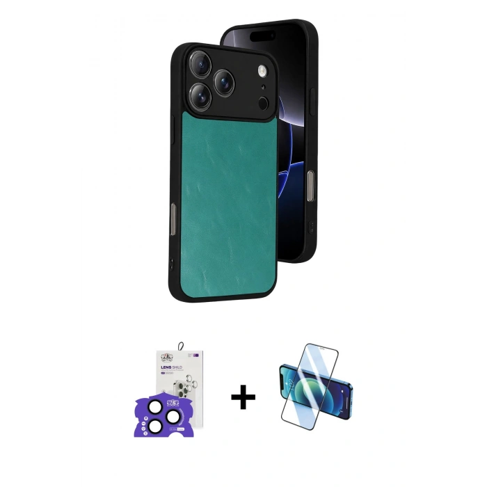 MARSİLYAN™- iPhone 17 Pro Max Kılıf Kıvılcım Işık Serisi - Siyah 3D Antistatik Seramik Nano Ekran Koruyucu + Bilvis Titan Kamera Lens - LT