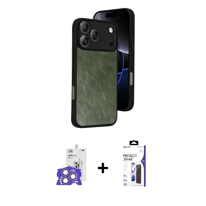 MARSİLYAN™- iPhone 17 Pro Max Kılıf Kıvılcım Işık Serisi - Siyah Bilvis 3X AR Hayalet Cam Ekran Koruyucu + Bilvis Titan Kamera Lens - GS