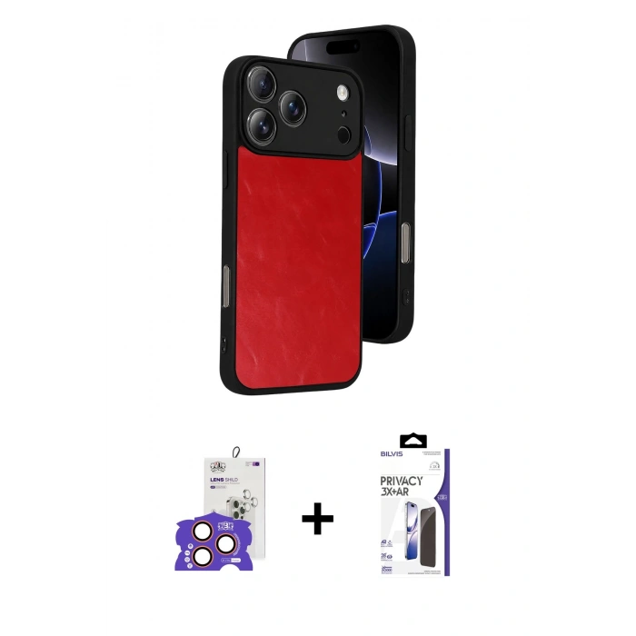 MARSİLYAN™- iPhone 17 Pro Max Kılıf Kıvılcım Işık Serisi - Siyah Bilvis 3X AR Hayalet Cam Ekran Koruyucu + Bilvis Titan Kamera Lens - TU