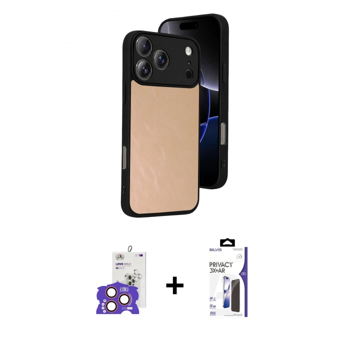 MARSİLYAN™- iPhone 17 Pro Max Kılıf Kıvılcım Işık Serisi - Siyah Bilvis 3X AR Hayalet Cam Ekran Koruyucu + Bilvis Titan Kamera Lens - TU