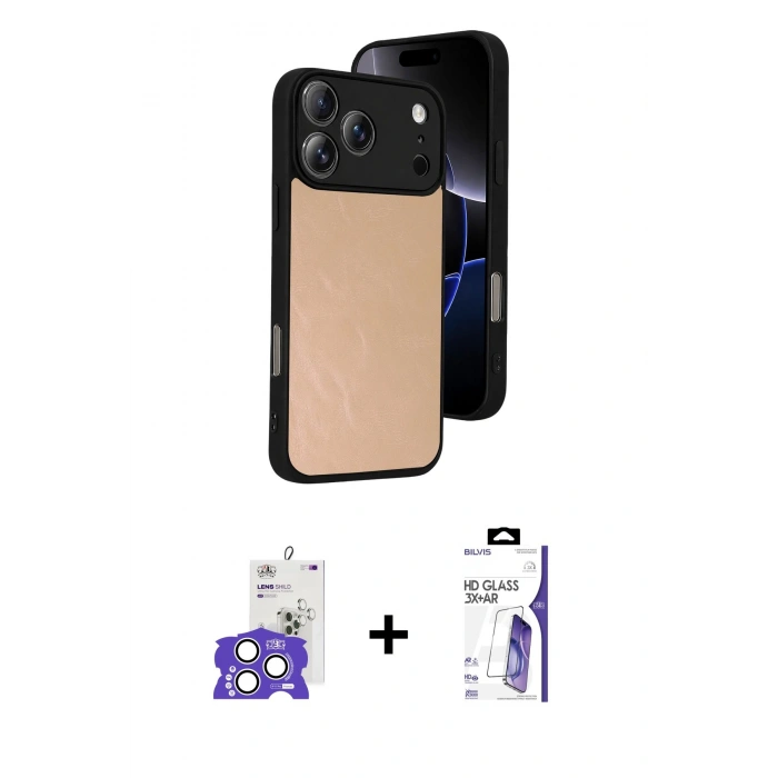 MARSİLYAN™- iPhone 17 Pro Max Kılıf Kıvılcım Işık Serisi - Siyah Bilvis 3X AR HD Cam Ekran Koruyucu + Bilvis Titan Kamera Lens - GS