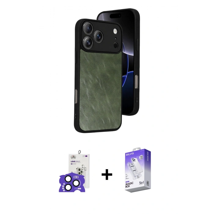MARSİLYAN™- iPhone 17 Pro Max Kılıf Kıvılcım Işık Serisi - Siyah Bilvis 5in1 3D Magic Cam Ekran Koruyucu + Bilvis Titan Kamera Lens - LT