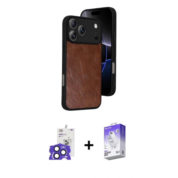 MARSİLYAN™- iPhone 17 Pro Max Kılıf Kıvılcım Işık Serisi - Siyah Bilvis 5in1 3D Magic Cam Ekran Koruyucu + Bilvis Titan Kamera Lens - LT