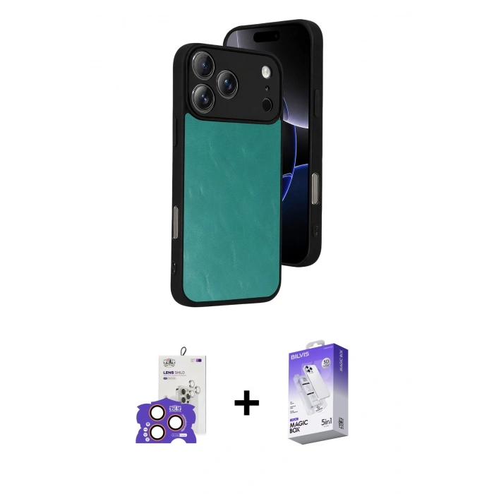 MARSİLYAN™- iPhone 17 Pro Max Kılıf Kıvılcım Işık Serisi - Siyah Bilvis 5in1 3D Magic Cam Ekran Koruyucu + Bilvis Titan Kamera Lens - TU