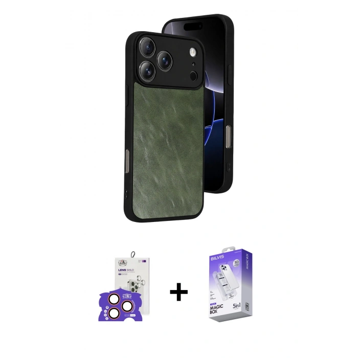 MARSİLYAN™- iPhone 17 Pro Max Kılıf Kıvılcım Işık Serisi - Siyah Bilvis 5in1 3D Magic Cam Ekran Koruyucu + Bilvis Titan Kamera Lens - TU