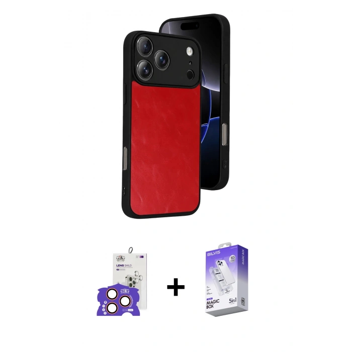 MARSİLYAN™- iPhone 17 Pro Max Kılıf Kıvılcım Işık Serisi - Siyah Bilvis 5in1 3D Magic Cam Ekran Koruyucu + Bilvis Titan Kamera Lens - TU