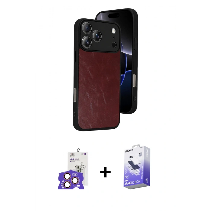 MARSİLYAN™- iPhone 17 Pro Max Kılıf Kıvılcım Işık Serisi - Siyah Bilvis 5in1 5D Magic Hayalet Cam Ekran Koruyucu + Bilvis Titan Kamera Lens - TU