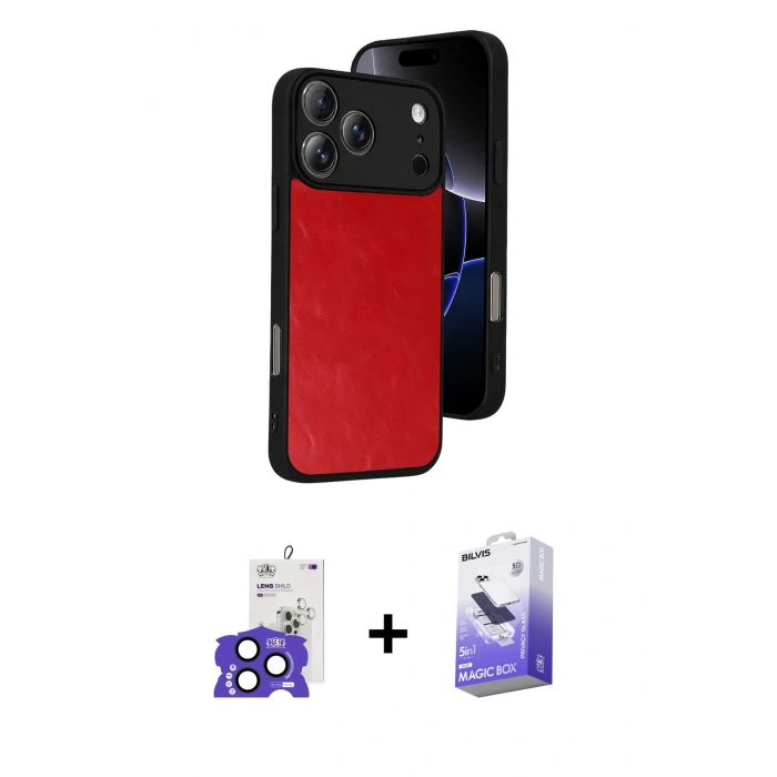 MARSİLYAN™- iPhone 17 Pro Max Kılıf Kıvılcım Işık Serisi - Siyah Bilvis 5in1 5D Magic Hayalet Cam Ekran Koruyucu + Bilvis Titan Kamera Lens - LT