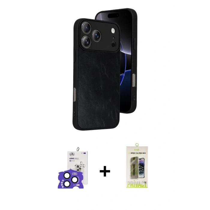 MARSİLYAN™- iPhone 17 Pro Max Kılıf Kıvılcım Işık Serisi - Siyah Joko Magic 5D Hayalet Cam + Bilvis Titan Kamera Lens - LT