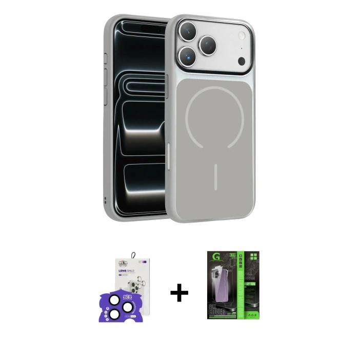 MARSİLYAN™- iPhone 17 Pro Max Kılıf Kıvılcım Klasik - Şeffaf 360 Full Body Arka Koruyucu + Bilvis Titan Kamera Lens - LT