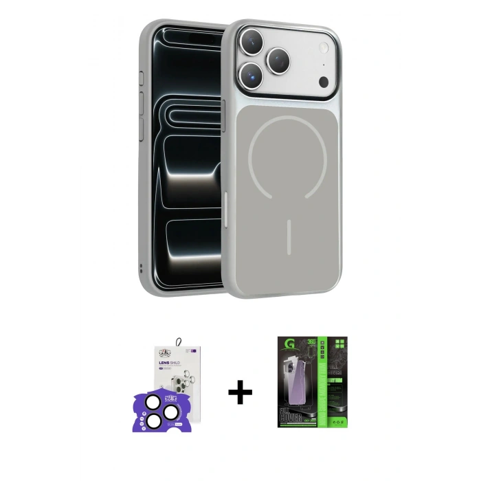 MARSİLYAN™- iPhone 17 Pro Max Kılıf Kıvılcım Klasik - Şeffaf 360 Full Body Arka Koruyucu + Bilvis Titan Kamera Lens - NLGY