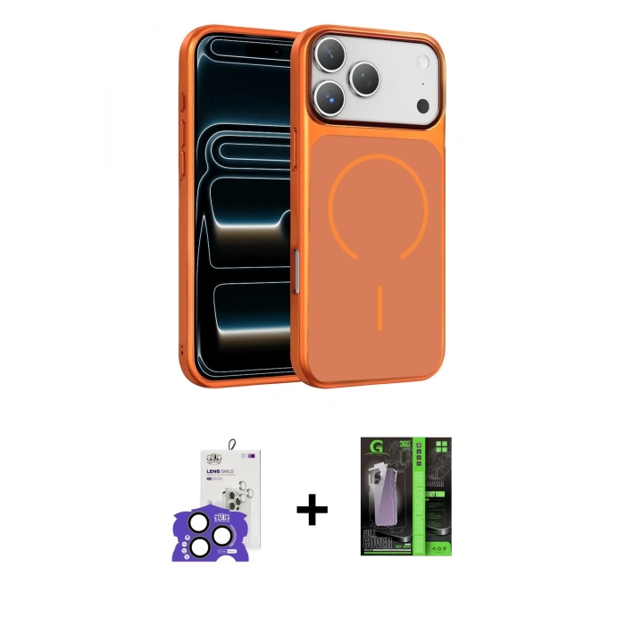 MARSİLYAN™- iPhone 17 Pro Max Kılıf Kıvılcım Klasik - Siyah 360 Mat Full Body Arka Koruyucu + Bilvis Titan Kamera Lens - NLGY
