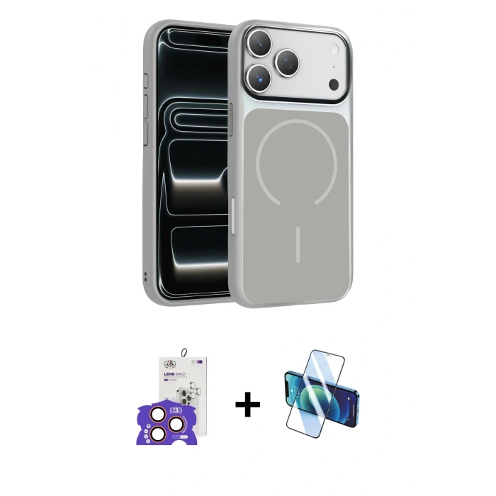 MARSİLYAN™- iPhone 17 Pro Max Kılıf Kıvılcım Klasik - Siyah 3D Antistatik Cam Ekran Koruyucu + Bilvis Titan Kamera Lens - TU
