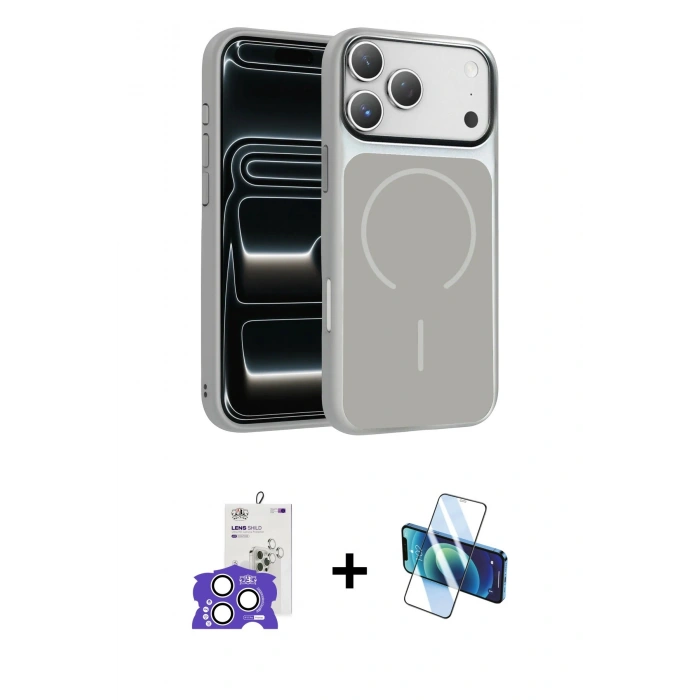 MARSİLYAN™- iPhone 17 Pro Max Kılıf Kıvılcım Klasik - Siyah 3D Antistatik Cam Ekran Koruyucu + Bilvis Titan Kamera Lens - GS