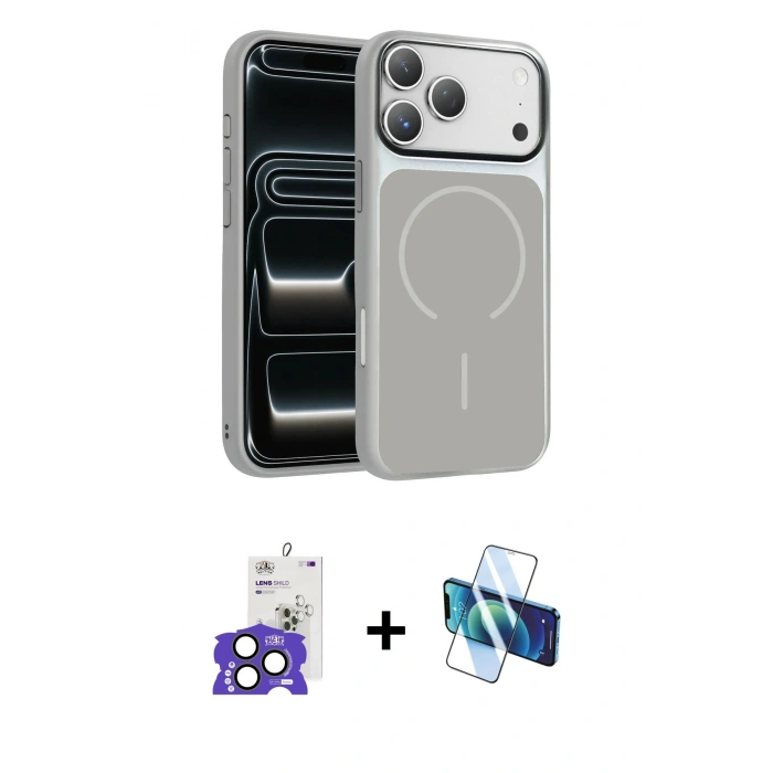 MARSİLYAN™- iPhone 17 Pro Max Kılıf Kıvılcım Klasik - Siyah 3D Antistatik Cam Ekran Koruyucu + Bilvis Titan Kamera Lens - NLGY