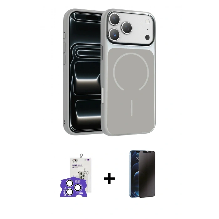 MARSİLYAN™- iPhone 17 Pro Max Kılıf Kıvılcım Klasik - Siyah 3D Antistatik Hayalet Cam Ekran Koruyucu + Bilvis Titan Kamera Lens - GS