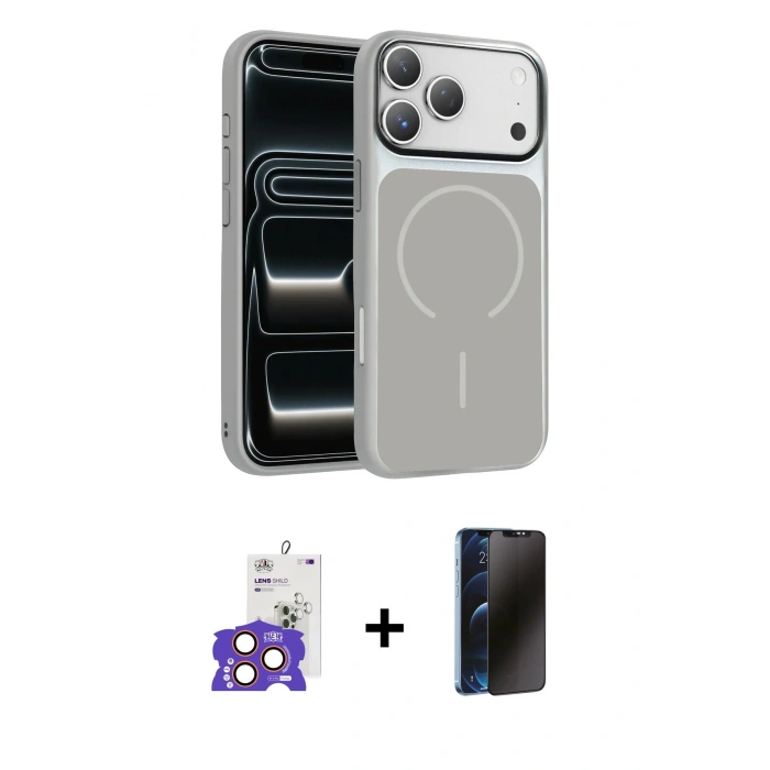 MARSİLYAN™- iPhone 17 Pro Max Kılıf Kıvılcım Klasik - Siyah 3D Antistatik Hayalet Cam Ekran Koruyucu + Bilvis Titan Kamera Lens - TU