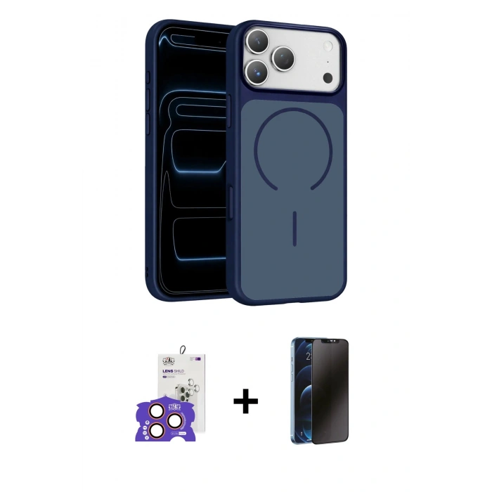 MARSİLYAN™- iPhone 17 Pro Max Kılıf Kıvılcım Klasik - Siyah 3D Antistatik Hayalet Cam Ekran Koruyucu + Bilvis Titan Kamera Lens - TU