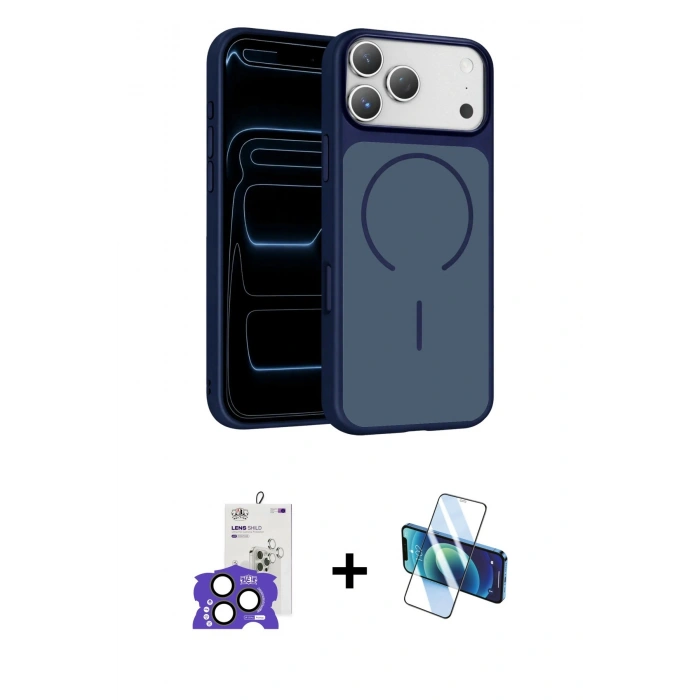 MARSİLYAN™- iPhone 17 Pro Max Kılıf Kıvılcım Klasik - Siyah 3D Antistatik Seramik Nano Ekran Koruyucu + Bilvis Titan Kamera Lens - NLGY