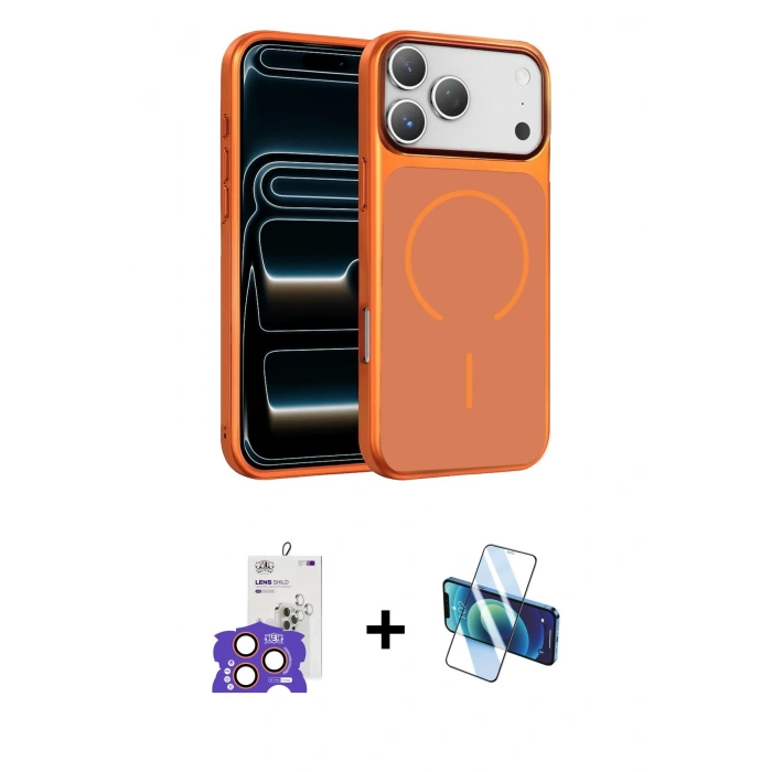 MARSİLYAN™- iPhone 17 Pro Max Kılıf Kıvılcım Klasik - Siyah 3D Antistatik Seramik Nano Ekran Koruyucu + Bilvis Titan Kamera Lens - TU