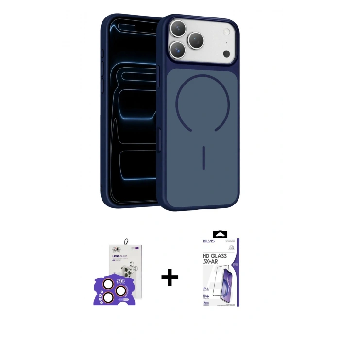 MARSİLYAN™- iPhone 17 Pro Max Kılıf Kıvılcım Klasik - Siyah Bilvis 3X AR HD Cam Ekran Koruyucu + Bilvis Titan Kamera Lens - TU