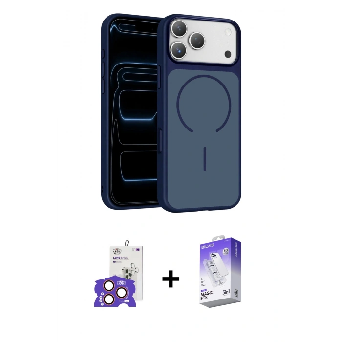 MARSİLYAN™- iPhone 17 Pro Max Kılıf Kıvılcım Klasik - Siyah Bilvis 5in1 3D Magic Cam Ekran Koruyucu + Bilvis Titan Kamera Lens - TU