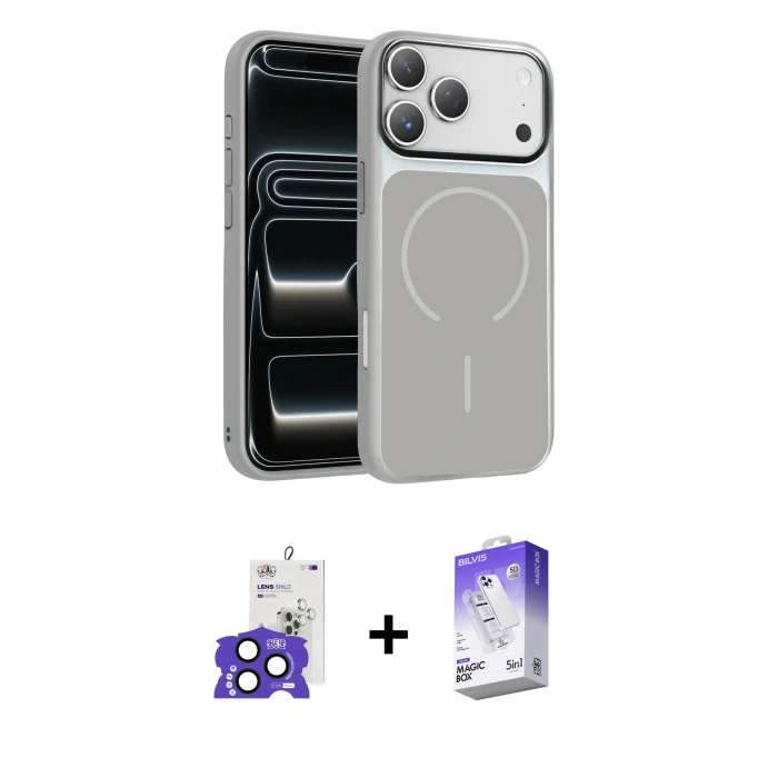 MARSİLYAN™- iPhone 17 Pro Max Kılıf Kıvılcım Klasik - Siyah Bilvis 5in1 3D Magic Cam Ekran Koruyucu + Bilvis Titan Kamera Lens - LT