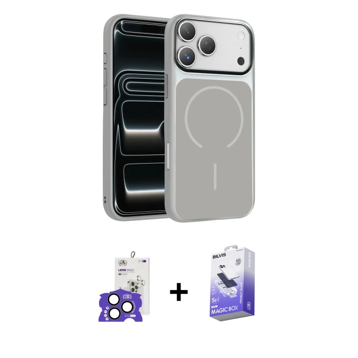MARSİLYAN™- iPhone 17 Pro Max Kılıf Kıvılcım Klasik - Siyah Bilvis 5in1 5D Magic Hayalet Cam Ekran Koruyucu + Bilvis Titan Kamera Lens - NLGY